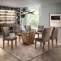 Conjunto Sala de Jantar Mesa Tampo de Vidro 6 Cadeiras Classic
