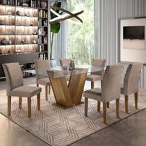 Conjunto Sala de Jantar Mesa Tampo de Vidro 6 Cadeiras Classic