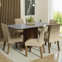 Conjunto Sala de Jantar Mesa Tampo de Vidro 6 Cadeiras Imperial Alexis Madesa