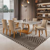 Conjunto Sala de Jantar Mesa Tampo de Vidro 6 Cadeiras Luanda