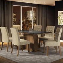 Conjunto Sala De Jantar Mesa Tampo De Vidro 6 Cadeiras Rust