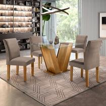 Conjunto Sala de Jantar Mesa Tampo de Vidro e 4 Cadeiras Classic