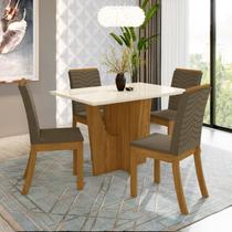 Conjunto Sala de Jantar Mesa Tampo de Vidro/MDF 4 Cadeiras Diana Espresso Móveis
