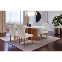 Conjunto Sala de Jantar Mesa Tampo em MDF 4 Cadeiras