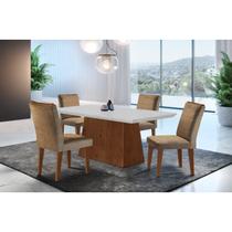 Conjunto Sala de Jantar Mesa Tampo em MDF 4 Cadeiras
