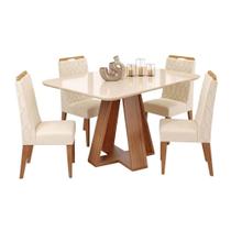 Conjunto Sala de Jantar Mesa Tampo em Vidro 1,20m Maria 4 Cadeiras Bel Conjunto Sala de Jantar Mesa Tampo em Vidro 1,20m Maria 4 Cadeiras Bel