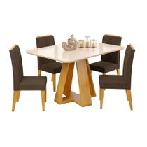 Conjunto Sala de Jantar Mesa Tampo em Vidro 1,60m Maria 6 Cadeiras Tati