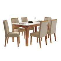 Conjunto Sala De Jantar Mesa Tampo Em Vidro 1,60m Mel 6 Cadeiras Tati Madeirado-cappuccino Conjunto Sala De Jantar Mesa Tampo Em Vidro 1,60m Mel 6 Cadeiras Tati Madeirado-cappuccino