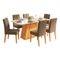 Conjunto Sala de Jantar Mesa Tampo em Vidro 1,70m Sandy 6 Cadeiras Tati