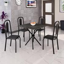 Conjunto Sala de Jantar Mesa Tampo Escuro e 4 Cadeiras Lívia Preto Conjunto Sala de Jantar Mesa Tampo Escuro e 4 Cadeiras Lívia Preto