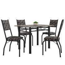 Conjunto Sala de Jantar Mesa Tampo Granito 1,20m 4 Cadeiras