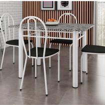 Conjunto Sala de Jantar Mesa Tampo Granito Retangular e 4 Cadeiras Monique - Artefamol