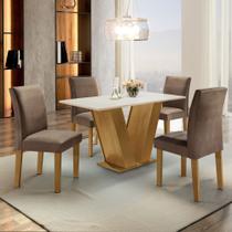 Conjunto Sala de Jantar Mesa Tampo Mdf 4 Cadeiras Espanha Espresso Móveis