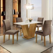 Conjunto Sala de Jantar Mesa Tampo MDF 4 Cadeiras Espanha Espresso Móveis Conjunto Sala de Jantar Mesa Tampo MDF 4 Cadeiras Espanha Espresso Móveis