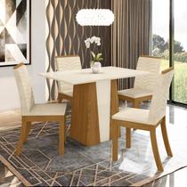 Conjunto Sala de Jantar Mesa Tampo MDF 4 Cadeiras Fler Espresso Móveis Marrom/Nature/Off White/Bege Claro Conjunto Sala de Jantar Mesa Tampo MDF 4 Cadeiras Fler Espresso Móveis Marrom/Nature/Off White/Bege Claro