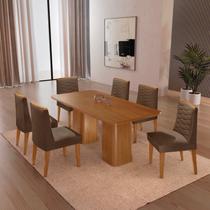 Conjunto Sala de Jantar Mesa Tampo MDF 6 Cadeiras Sakura Marrom/Marromle/Off White Conjunto Sala de Jantar Mesa Tampo MDF 6 Cadeiras Sakura Marrom/Marromle/Off White