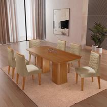 Conjunto Sala de Jantar Mesa Tampo MDF 6 Cadeiras Sakura