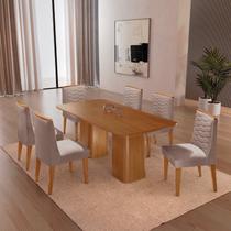 Conjunto Sala de Jantar Mesa Tampo MDF 6 Cadeiras Sakura