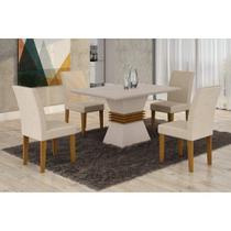 Conjunto Sala de Jantar Mesa Tampo Mdf Clarice 1200 e 4 Cadeiras Grécia