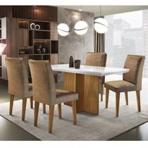 Conjunto Sala de Jantar Mesa Tampo Mdf Irlanda 4 Cadeiras Dublin