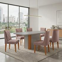 Conjunto Sala de Jantar Mesa Tampo MDF/Vidro 6 Cadeiras Ester Conjunto Sala de Jantar Mesa Tampo MDF/Vidro 6 Cadeiras Ester