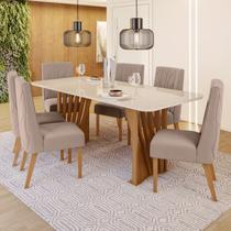 Conjunto Sala de Jantar Mesa Tampo MDF/Vidro com 6 Cadeiras Joana