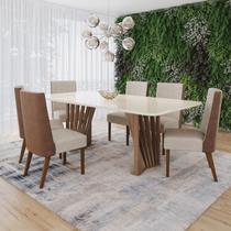 Conjunto Sala de Jantar Mesa Tampo MDF/Vidro com 6 Cadeiras Milena - Espresso Móveis