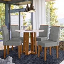 Conjunto Sala de Jantar Mesa Tampo Redondo Vidro/mdf Isabela 100cm com 4 Cadeiras
