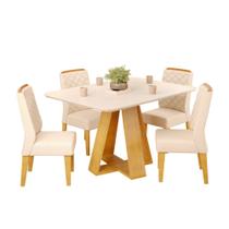 Conjunto Sala de Jantar Mesa Tampo Retangular Chanfrado Curvo Mad/Vid 120 x 90cm Kiara Cedro Off White e 4 Cadeiras Lidia Linho Neve- MABE MAGAZINE Conjunto Sala de Jantar Mesa Tampo Retangular Chanfrado Curvo Mad/Vid 120 x 90cm Kiara Cedro Off White e 4 Cadeiras Lidia Linho Neve- MABE MAGAZINE