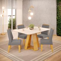 Conjunto Sala de Jantar Mesa Tampo Retangular Chanfrado Curvo Mad/Vid 120 x 90cm Kiara Cedro Off White e 4 Cadeiras Lidia Veludo Lunar- MABE MAGAZINE Conjunto Sala de Jantar Mesa Tampo Retangular Chanfrado Curvo Mad/Vid 120 x 90cm Kiara Cedro Off White e 4 Cadeiras Lidia Veludo Lunar- MABE MAGAZINE