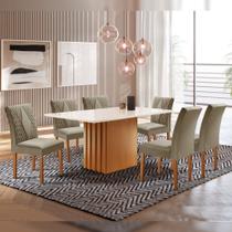 Conjunto Sala de Jantar Mesa Tampo Slim Plus Vidro 170x90cm com 6 Cadeiras Elis Cel Móveis