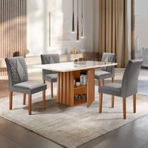 Conjunto Sala de Jantar Mesa Tampo Smart Plus Vidro 120x90cm com 4 Cadeiras Elis Yescasa