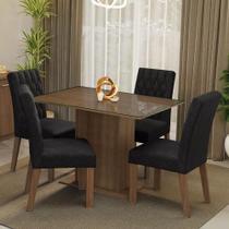 Conjunto Sala De Jantar Mesa Tampo Vidro 4 Cadeiras Madesa