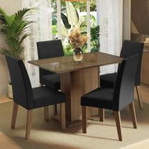 Conjunto Sala De Jantar Mesa Tampo Vidro 4 Cadeiras Madesa