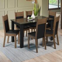 Conjunto Sala De Jantar Mesa Tampo Vidro 6 Cadeiras Madesa Conjunto Sala De Jantar Mesa Tampo Vidro 6 Cadeiras Madesa