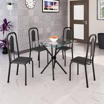 Conjunto Sala de Jantar Mesa Tampo Vidro e 4 Cadeiras Lívia Preto Conjunto Sala de Jantar Mesa Tampo Vidro e 4 Cadeiras Lívia Preto