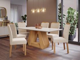 Conjunto Sala de Jantar Mesa Tampo Vidro/MDF Agata e 6 Cadeiras Paola - Cimol