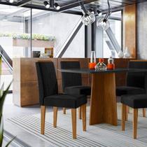 Conjunto Sala de Jantar Mesa Tampo Vidro/MDF Anitta 120cm com 4 Cadeiras Ana Marrom/Preto Conjunto Sala de Jantar Mesa Tampo Vidro/MDF Anitta 120cm com 4 Cadeiras Ana Marrom/Preto