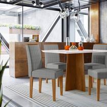 Conjunto Sala de Jantar Mesa Tampo Vidro/mdf Anitta 120cm com 4 Cadeiras Ana