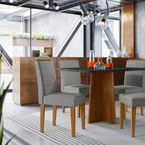 Conjunto Sala de Jantar Mesa Tampo Vidro/mdf Anitta 120cm com 4 Cadeiras Ana