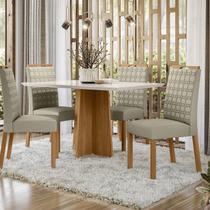 Conjunto Sala de Jantar Mesa Tampo Vidro/mdf Anitta 135cm com 4 Cadeiras Mariah