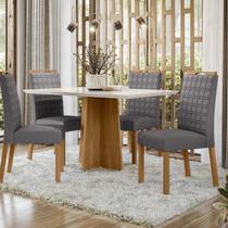 Conjunto Sala de Jantar Mesa Tampo Vidro/mdf Anitta 135cm com 4 Cadeiras Mariah