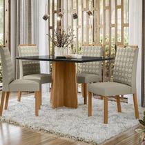 Conjunto Sala de Jantar Mesa Tampo Vidro/mdf Anitta 135cm com 4 Cadeiras Mariah