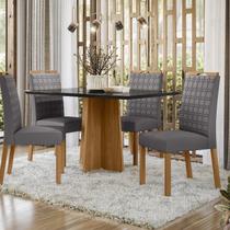 Conjunto Sala de Jantar Mesa Tampo Vidro/mdf Anitta 135cm com 4 Cadeiras Mariah