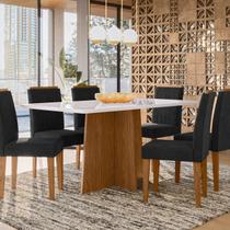 Conjunto Sala de Jantar Mesa Tampo Vidro/mdf Anitta 160 Cm com 6 Cadeiras Ana
