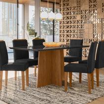 Conjunto Sala de Jantar Mesa Tampo Vidro/mdf Anitta 160 Cm com 6 Cadeiras Ana
