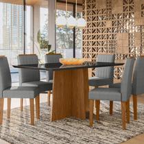Conjunto Sala de Jantar Mesa Tampo Vidro/mdf Anitta 160 Cm com 6 Cadeiras Ana