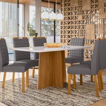 Conjunto Sala de Jantar Mesa Tampo Vidro/mdf Anitta 160cm com 6 Cadeiras Mariah