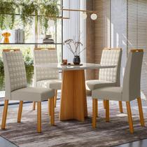 Conjunto Sala de Jantar Mesa Tampo Vidro/MDF Anitta 90cm com 4 Cadeiras Mariah