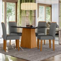 Conjunto Sala de Jantar Mesa Tampo Vidro/mdf Bárbara 120m com 4 Cadeiras Ana Conjunto Sala de Jantar Mesa Tampo Vidro/mdf Bárbara 120m com 4 Cadeiras Ana